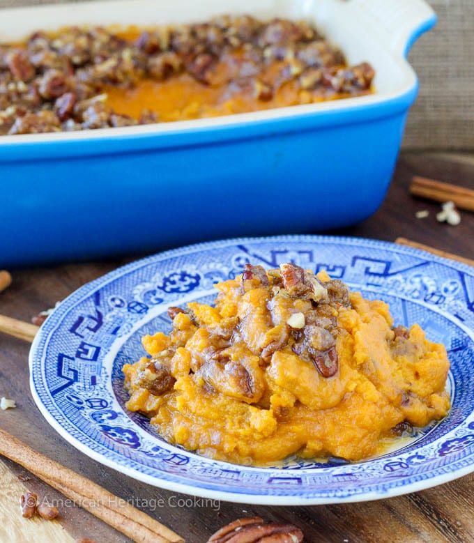 Sweet Potato Casserole Lightened Up for the Sharing Bowl