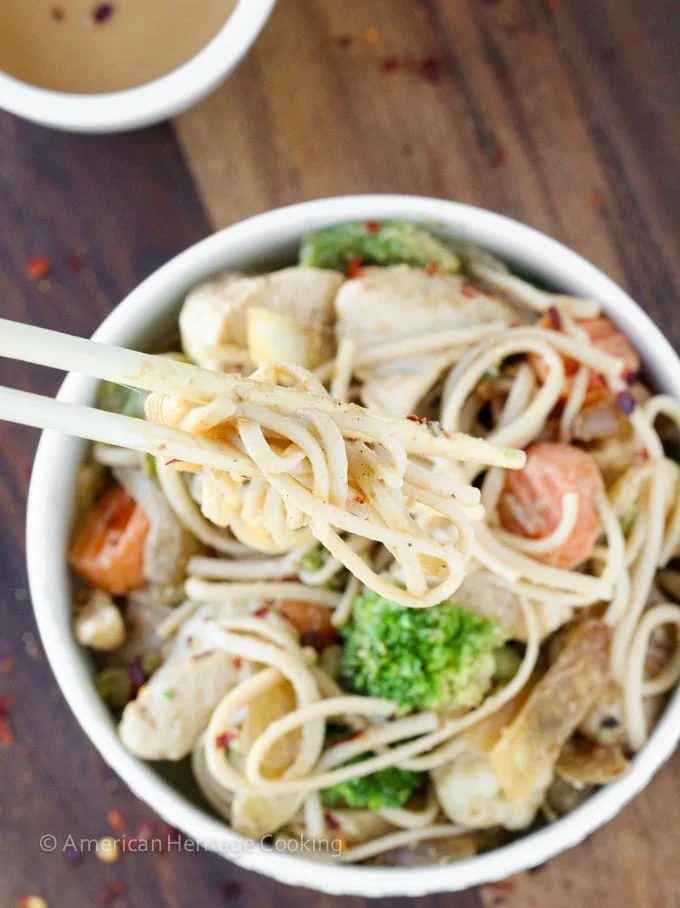 Thai Peanut Chicken Noodle Stir Fry for a Weeknight Skillet