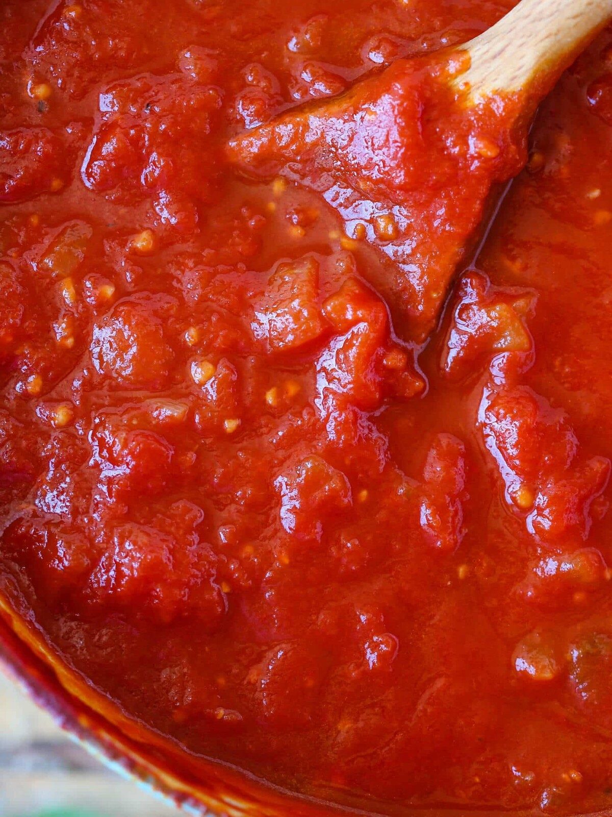 Tomato Pasta Sauce Simmered Until Spoonable