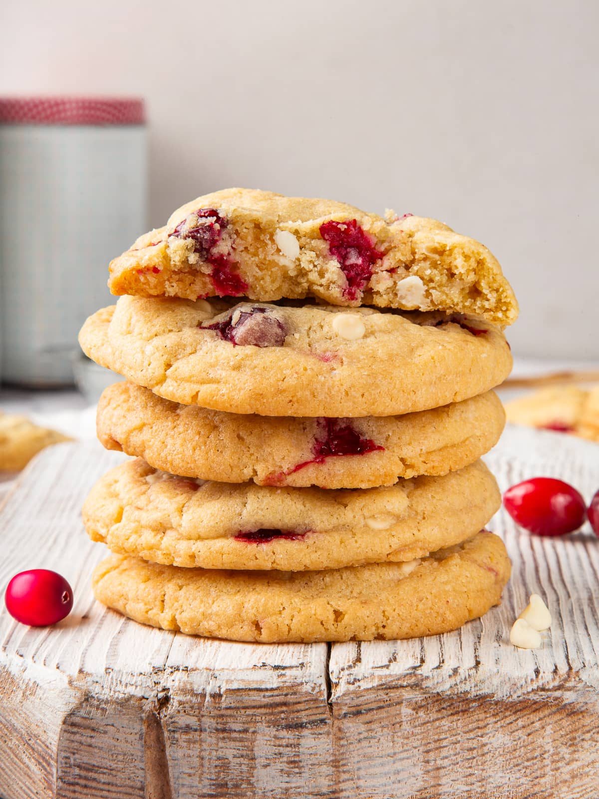White Chocolate Cranberry Cookies Baked Until the Edges Set