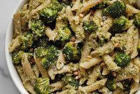 Golden Roasted Broccoli Pesto Pasta