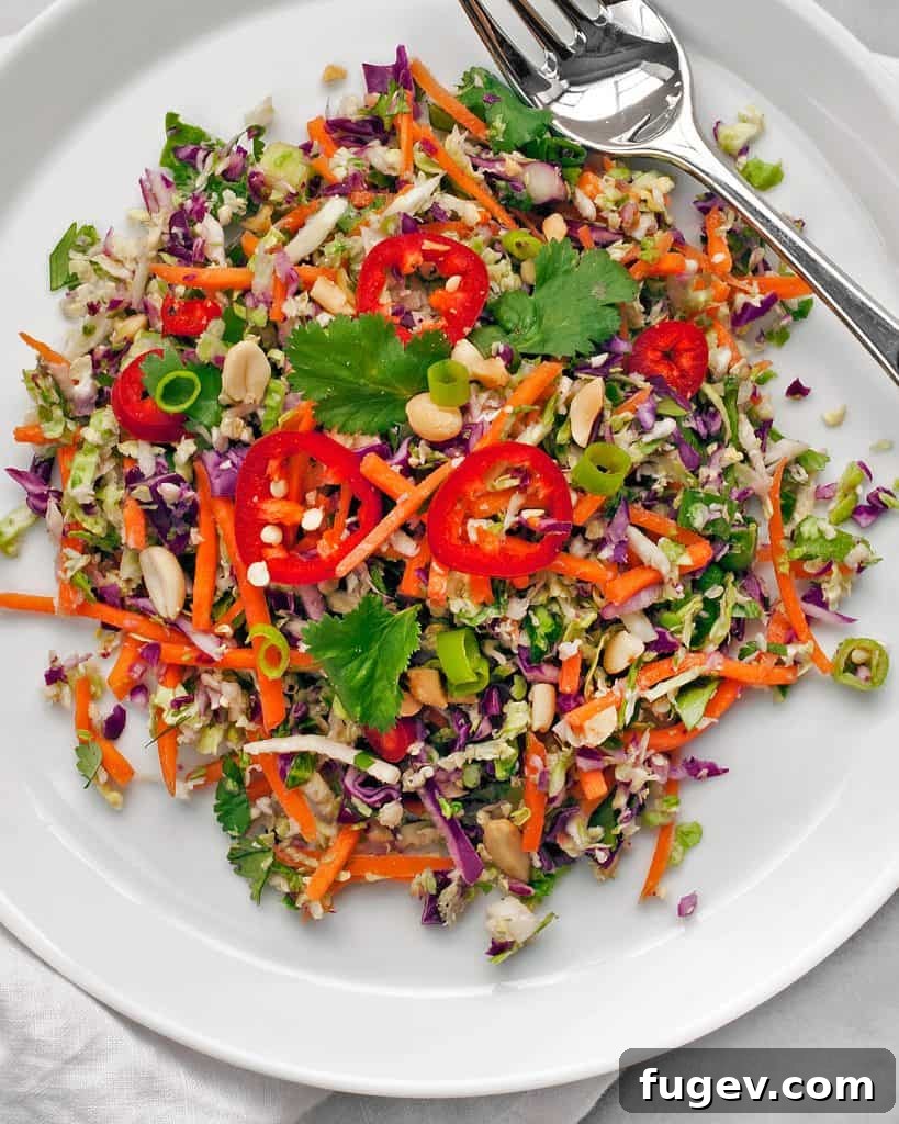 Peanut Brussels Sprout Crunch Salad 4 Brussels Sprout Peanut Salad served in a bowl