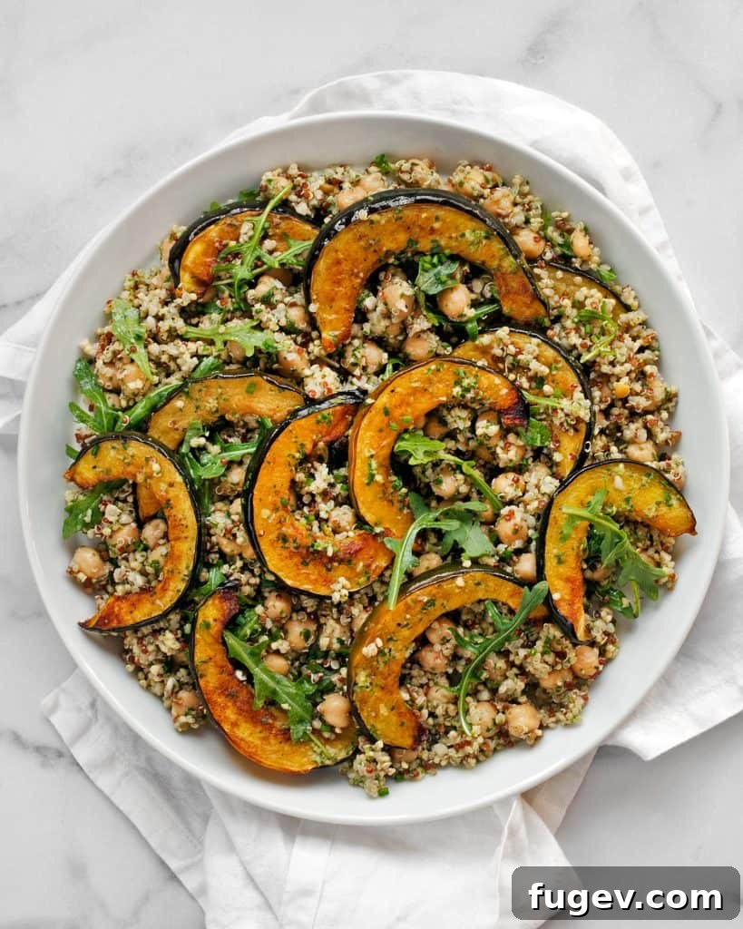 Hearty Acorn Squash and Chickpea Quinoa 3 Close-up of the acorn squash and chickpea quinoa mixture