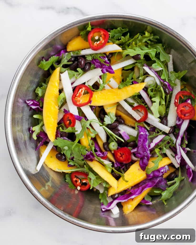 Tropical Mango Jicama Black Bean Medley 4 Freshly cut mango and jicama ready for the black bean salad