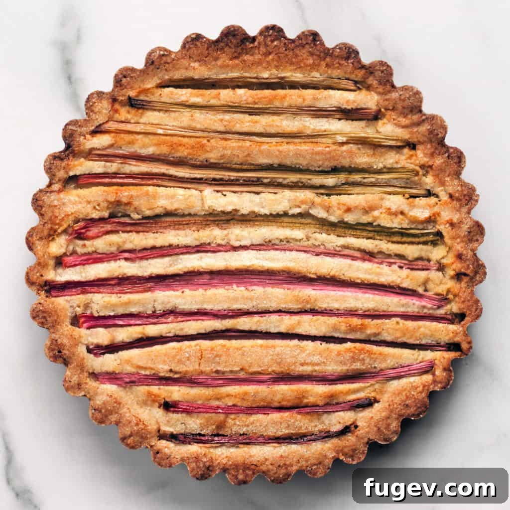 Blissful Rhubarb Almond Cake 2 Rhubarb Almond Tart with beautiful ruffled edges