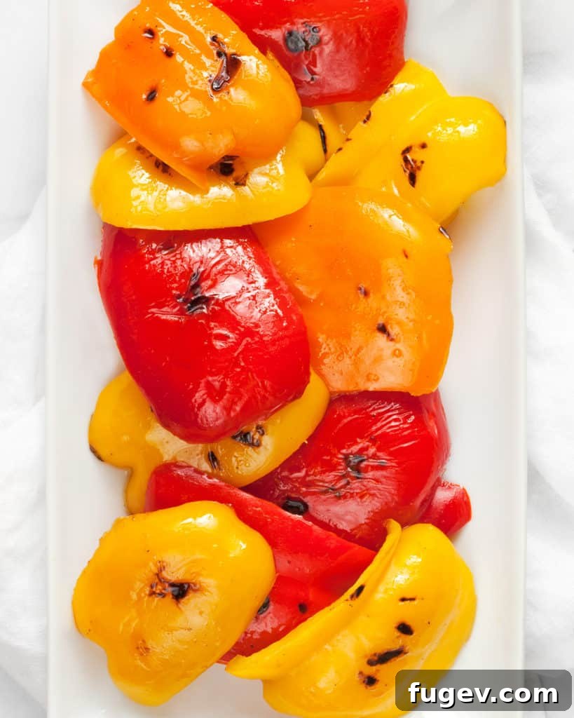 No Grill? Perfectly Grilled Vegetables on Your Stovetop 4 Grilled bell peppers on a plate