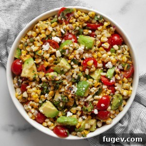 Zesty Avocado Corn Salad 8 Avocado corn salad in a bowl.