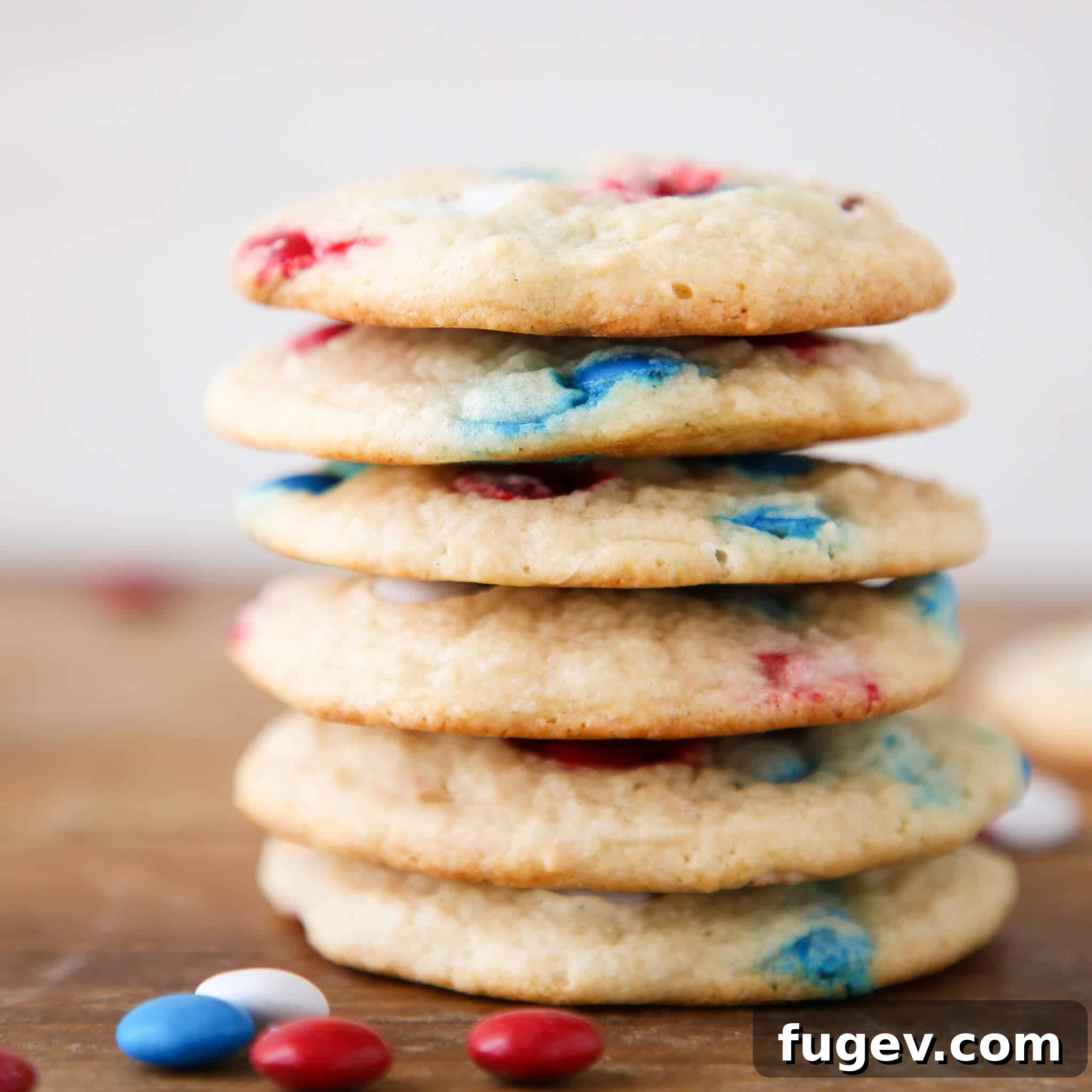 Star-Spangled M&M Sugar Cookies 4 Patriotic M&M Sugar Cookies stacked