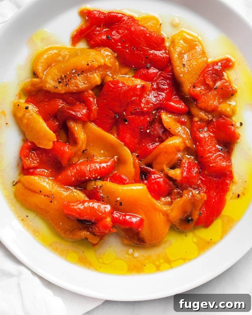 Flavor-Packed Roasted Sweet Peppers 2 Marinated Roasted Sweet Peppers in a jar