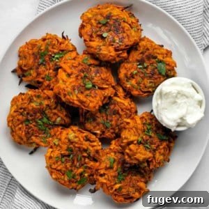 Sweet potato fritters on a plate.