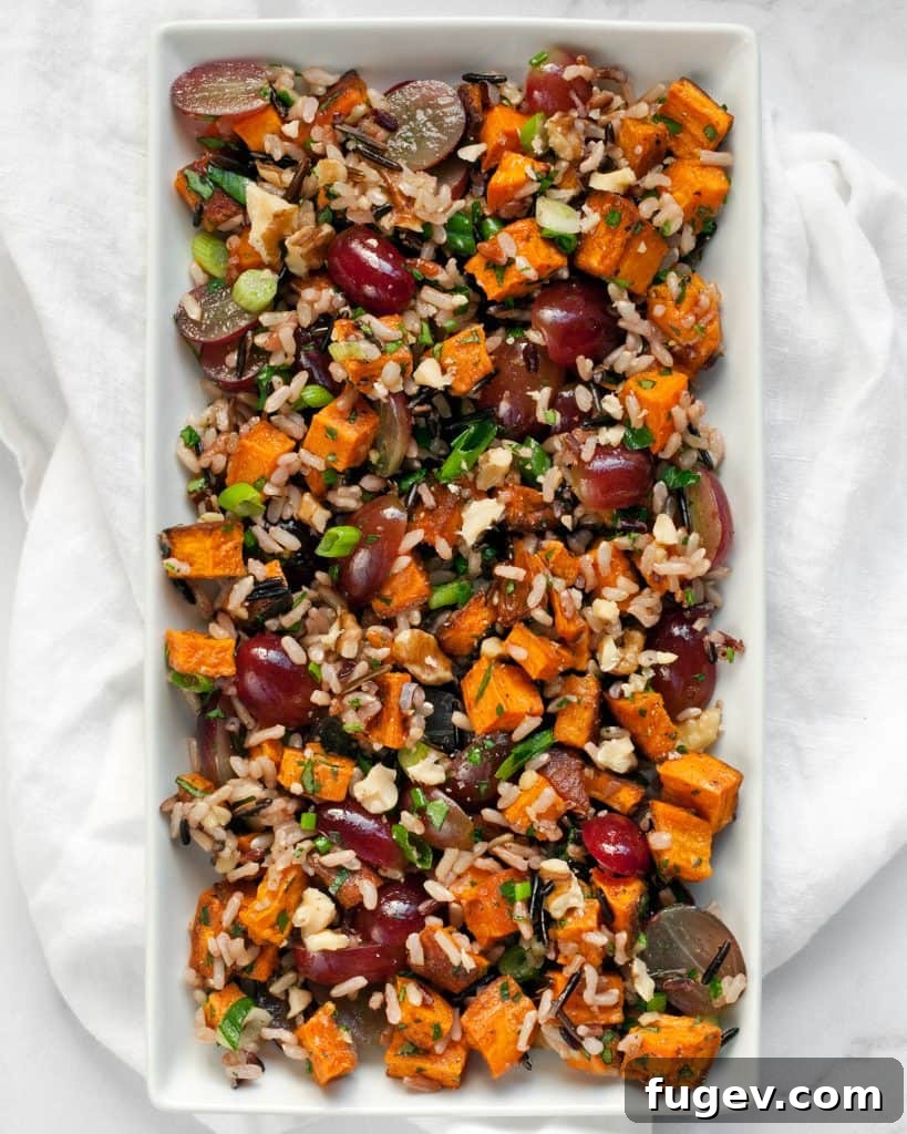 Sweet Potato Wild Rice and Grape Medley 3 Wild rice with perfectly roasted sweet potatoes and fresh, juicy grapes.