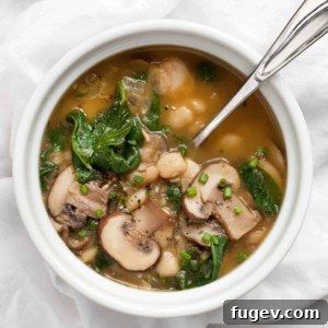 White Bean Mushroom Spinach Soup