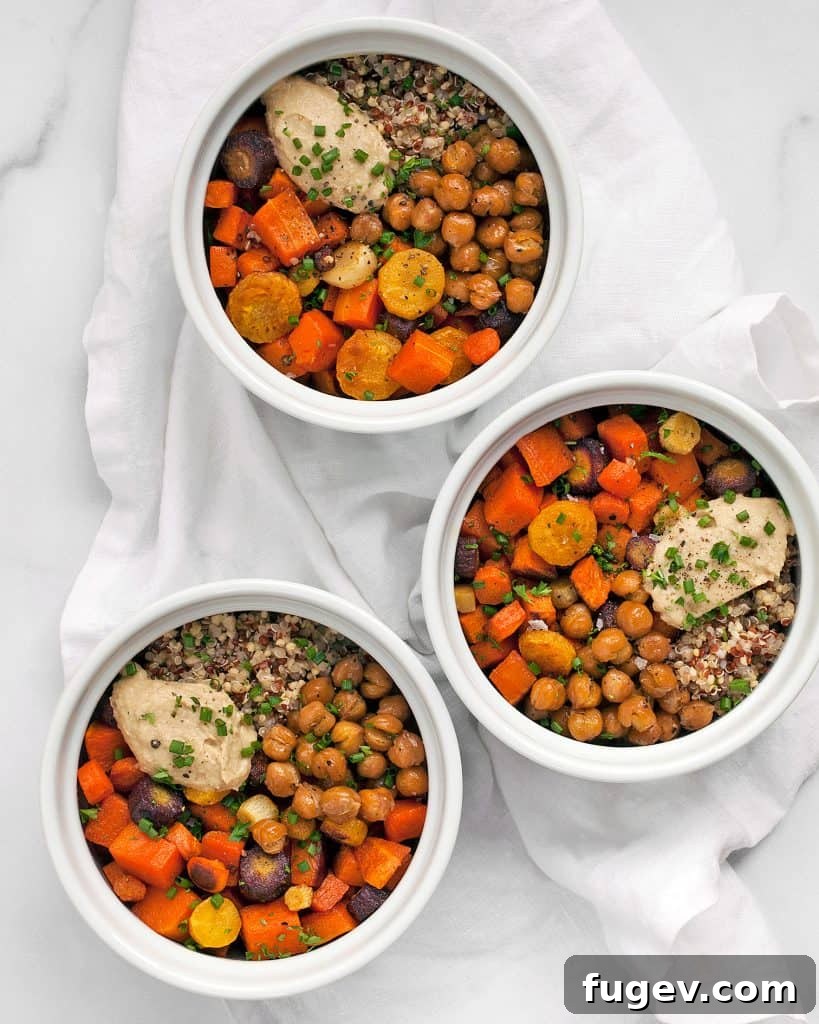 Vibrant Roasted Veggie Hummus Quinoa Power Bowls 4 Roasted Vegetable Hummus Bowls