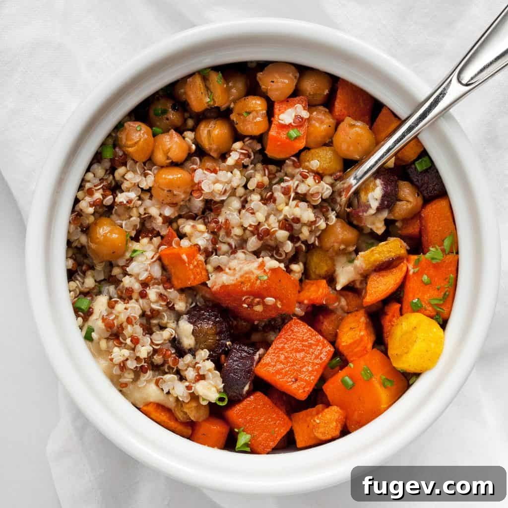 Vibrant Roasted Veggie Hummus Quinoa Power Bowls 6 Roasted Vegetable Hummus Bowls