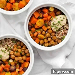 Roasted Vegetable Hummus Bowls