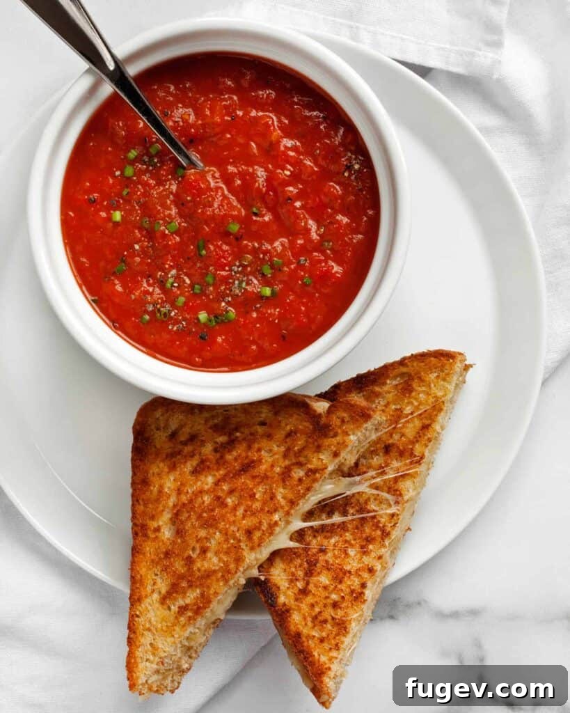 Smoky Chipotle Roasted Red Pepper Tomato Soup 2 Chipotle Roasted Red Pepper Tomato Soup with a grilled cheese sandwich