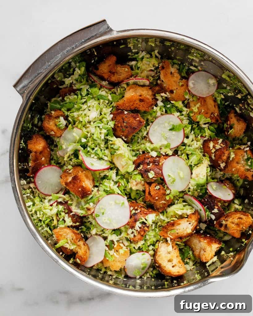 Sunrise Sprout Salad 6 Tossing together the vibrant ingredients for the Brussels sprout breakfast salad