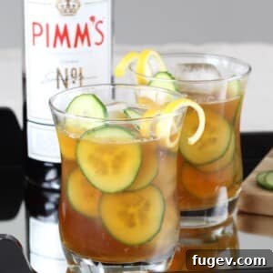 Cucumber Pimm's Cup cocktail in a glass