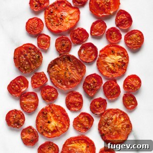Small, medium and large roasted tomatoes.