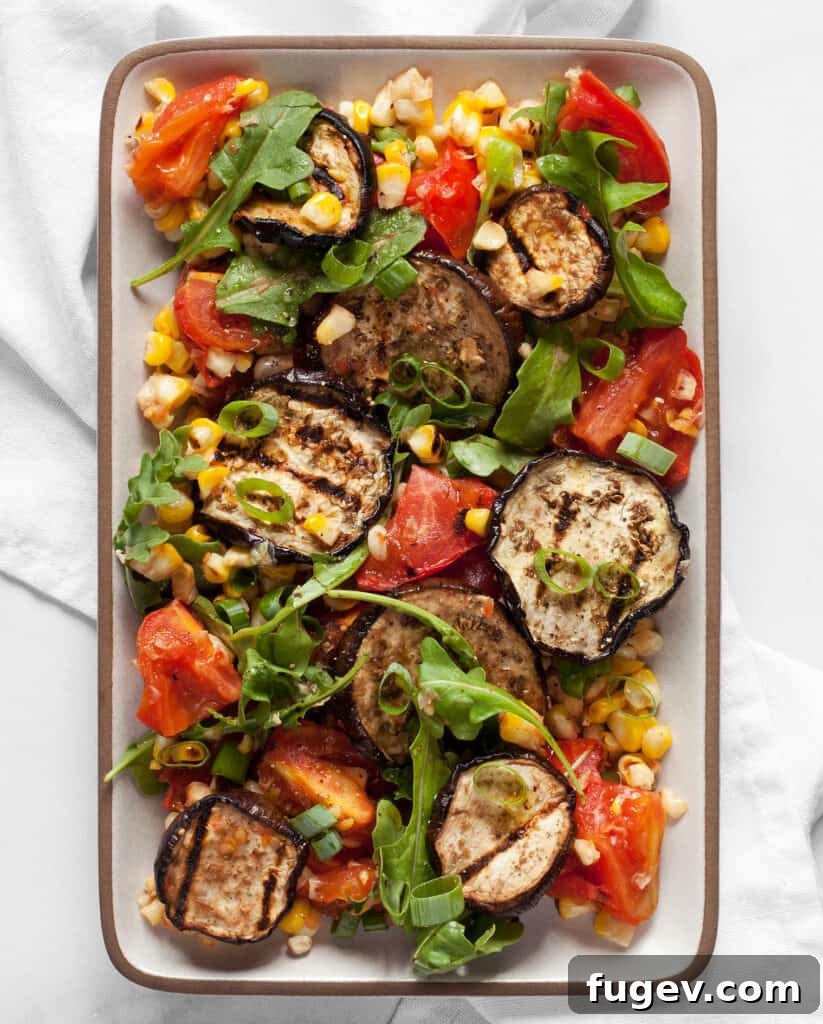 Smoky Grilled Eggplant Corn Tomato Medley 4 Grilled eggplant, tomatoes and corn