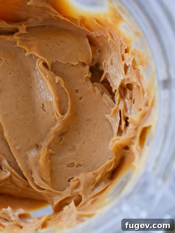 Velvet Caramel Cream 3 Close-up of smooth, golden Caramel Pastry Cream