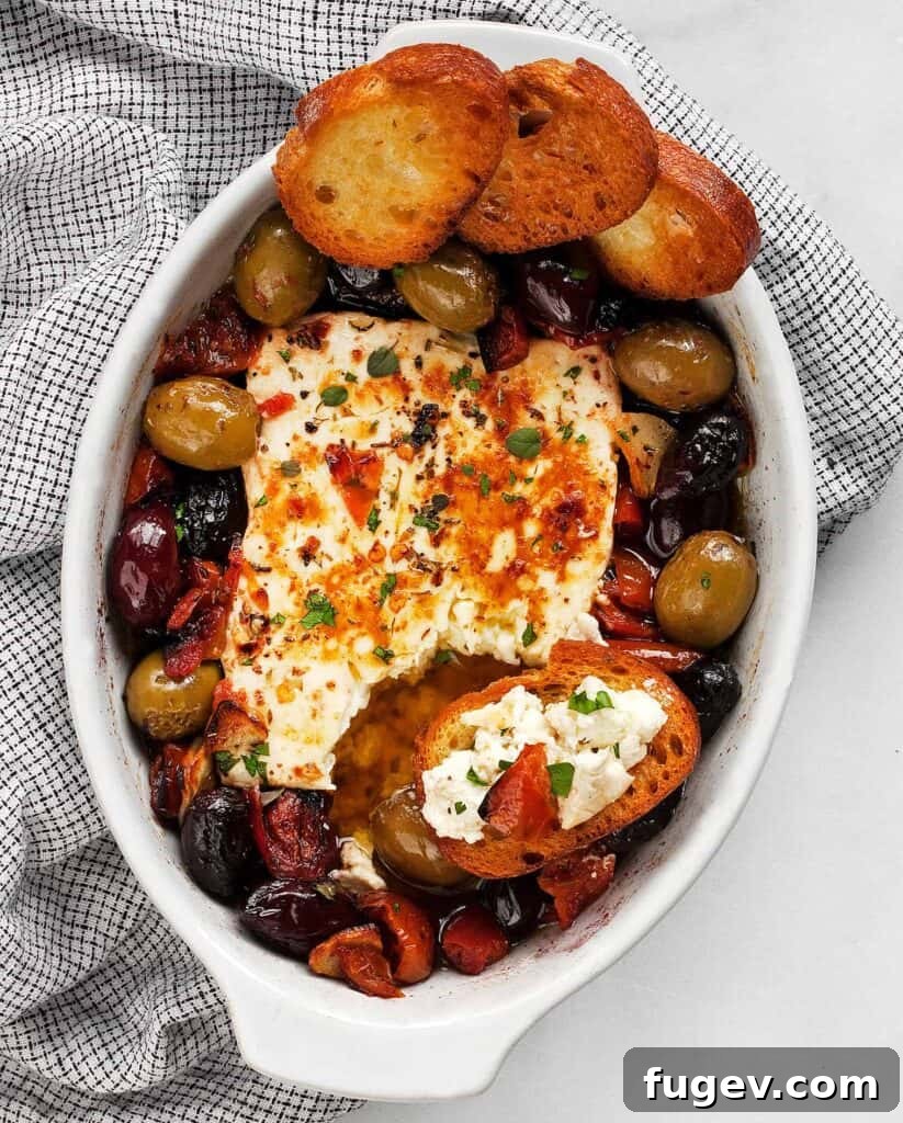Roasted Feta with Burst Tomatoes and Olives 6 Baked Feta with Olives and Tomatoes