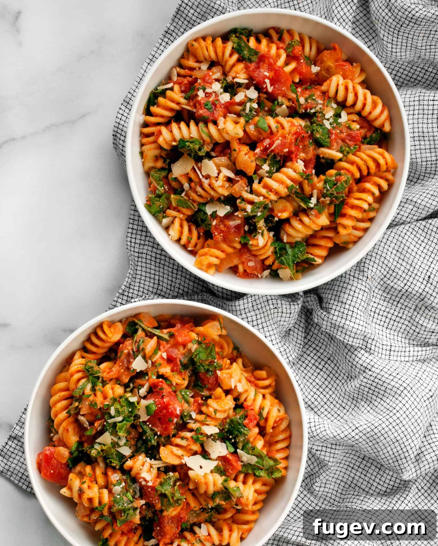 Velvety Mushroom and Tomato Pasta 3 Close-up of creamy tomato mushroom pasta showing texture and ingredients