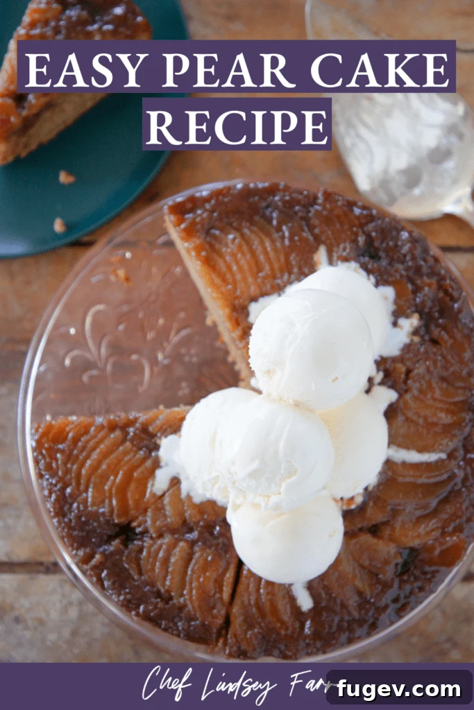 Caramelized Pear Delight 6 Pear Upside Down Cake, another angle of the whole cake.