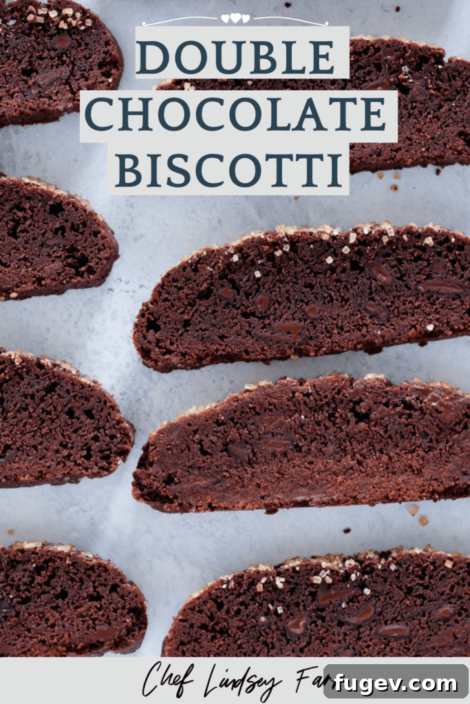 Decadent Chocolate Biscotti 6 A beautifully styled flat lay of double chocolate biscotti, ready to be enjoyed.