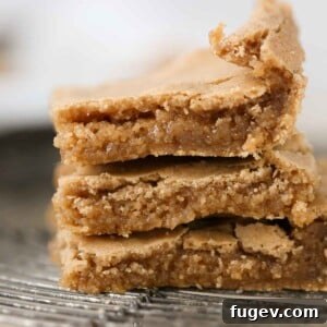 Stacked butterscotch brownies with a perfect chewy center.