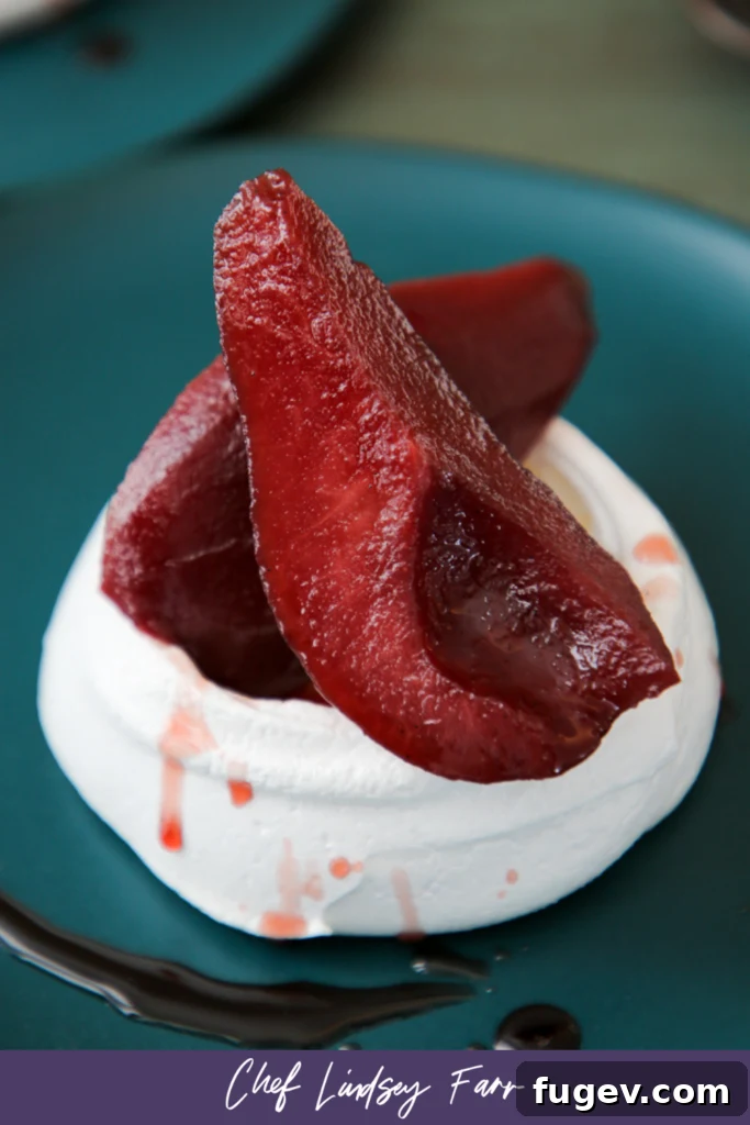 Heavenly Poached Pear Pavlova 11 Final presentation of Poached Pear Pavlova