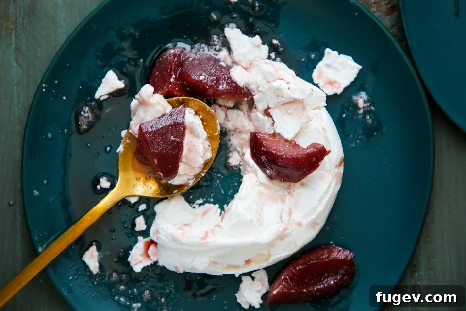 Heavenly Poached Pear Pavlova 4 Poached Pear Pavlova close-up
