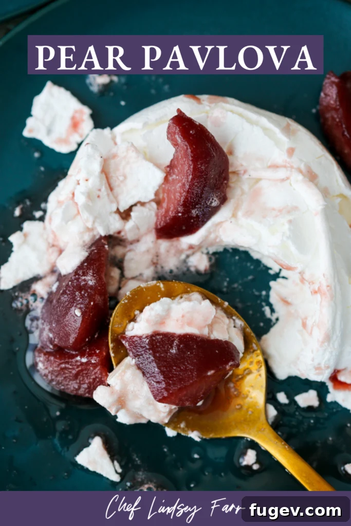 Heavenly Poached Pear Pavlova 10 Artfully arranged Poached Pear Pavlova