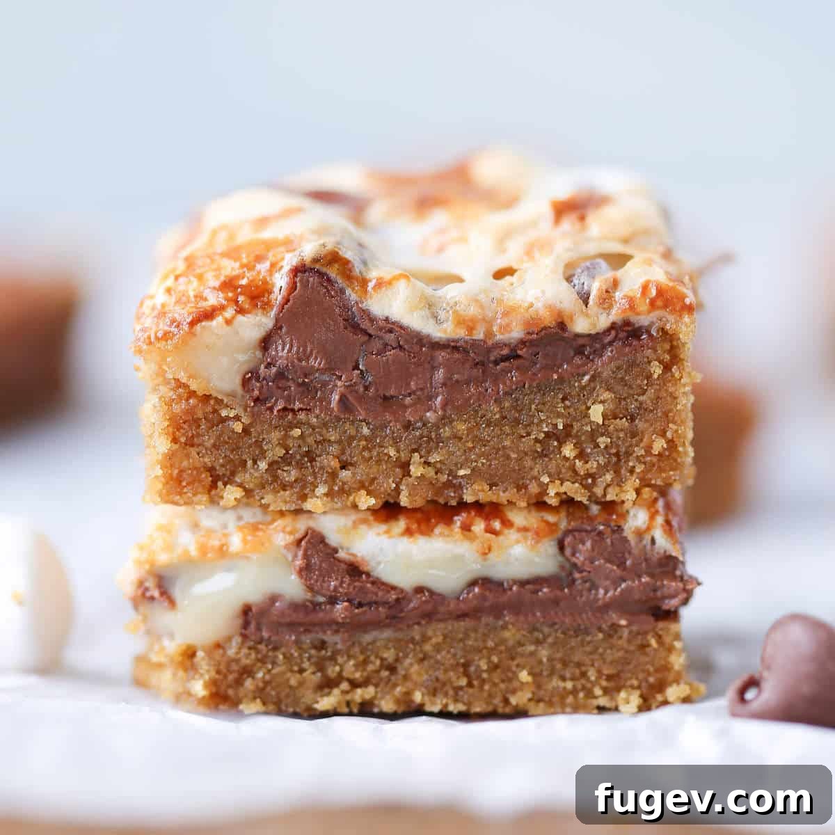 Rich & Gooey S'mores Squares 5 Ooey Gooey Smores Bars two stacked