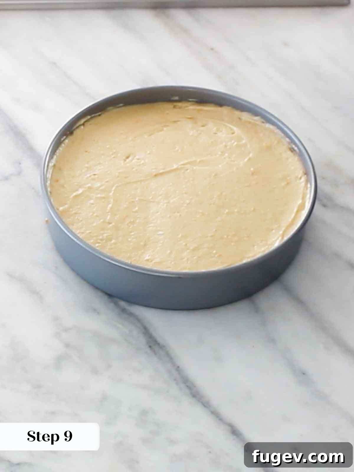 Golden Orange Inversion 11 Smooth cake batter spread evenly in the pan, prior to baking.