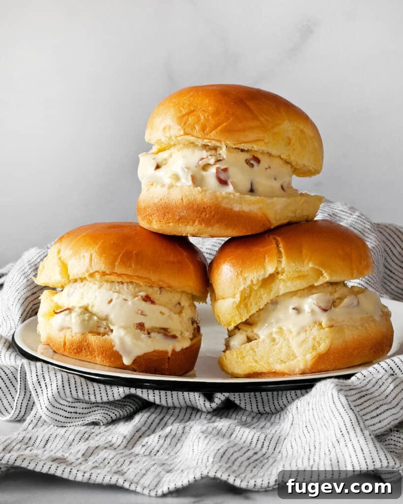 Pillowy Brioche Ice Cream Indulgences 3 Ice Cream Sandwiches on Brioche Buns