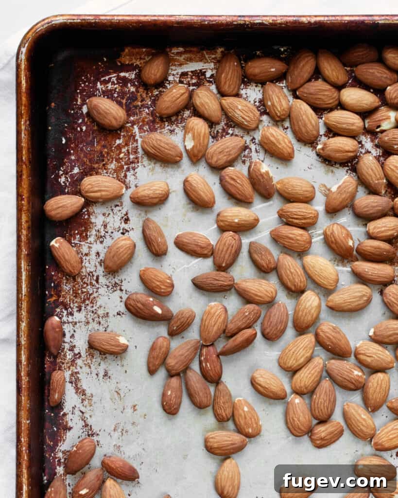 Pillowy Brioche Ice Cream Indulgences 4 Toasting almonds on a sheet pan