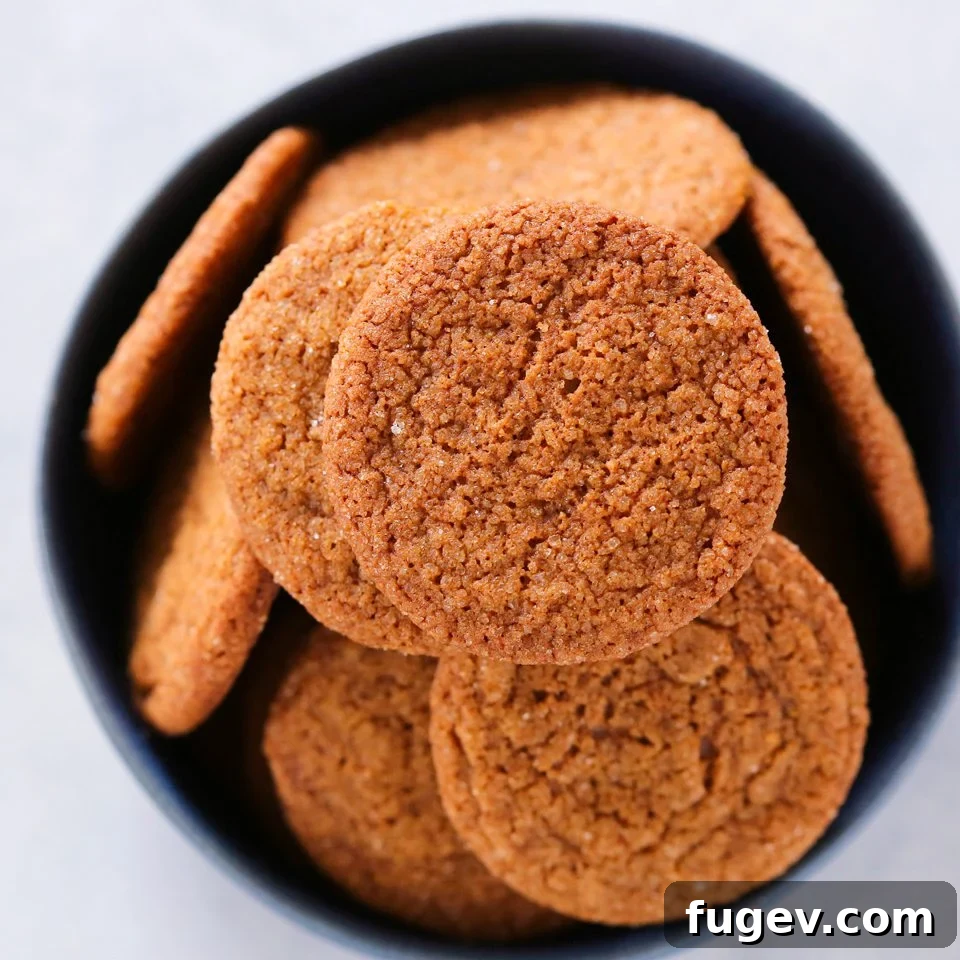 Timeless Gingersnap Cookies 2 Freshly baked old-fashioned gingersnaps with prominent cracks, showcasing their crispy texture.