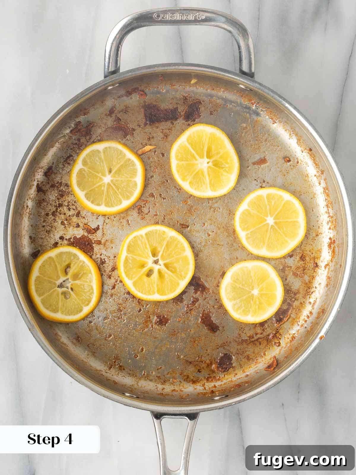 Zesty Lemon Chicken 7 Lightly searing thin lemon slices in the pan to soften them and enhance their aromatic oils and subtle sweetness.