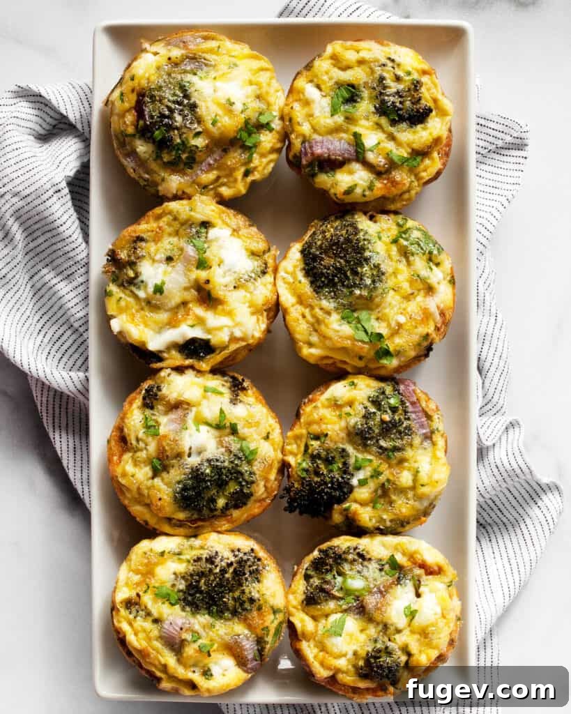 Roasted Broccoli and Caramelized Onion Egg Bites 3 Mini frittatas with roasted broccoli and red onions
