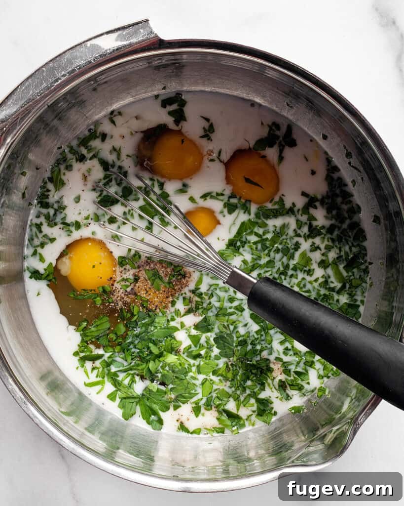 Roasted Broccoli and Caramelized Onion Egg Bites 7 Whisk together the eggs, milk, herbs, and seasonings