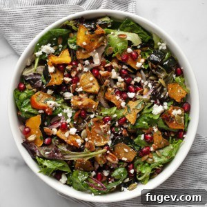 Roasted acorn squash salad in a bowl.