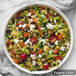 Mexican chopped salad in a large salad bowl.