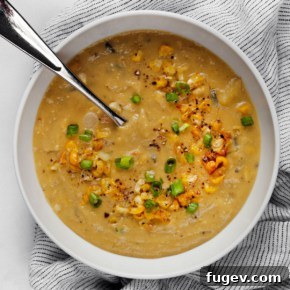 Corn chowder in a bowl.
