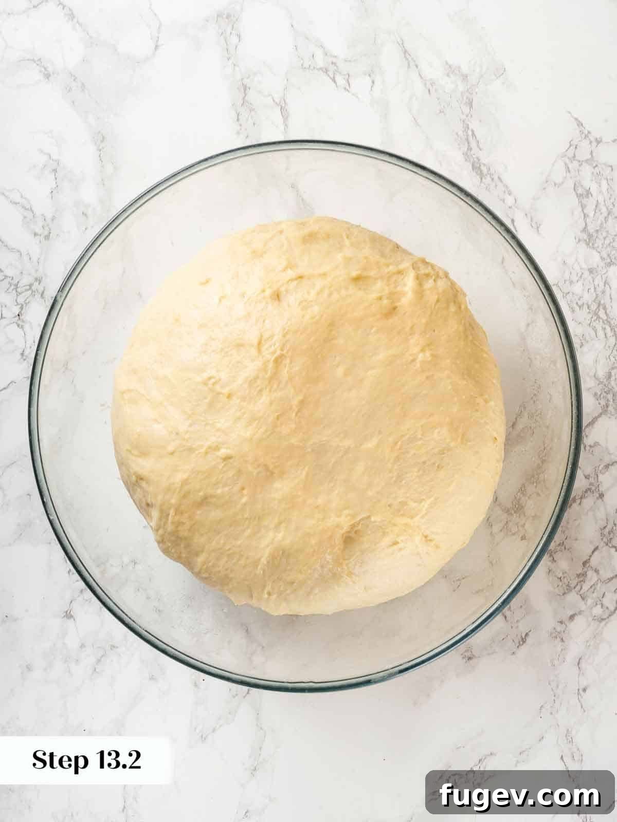Pillowy Potato Loaf 13 A round of potato bread dough, nicely proofed and doubled in size after the first rise.