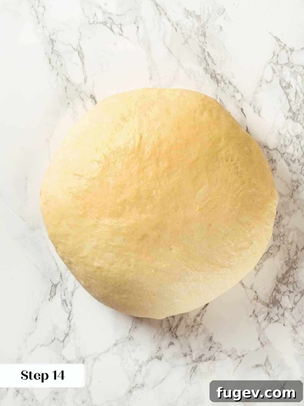 Pillowy Potato Loaf 14 A round ball of potato bread dough resting before final shaping.