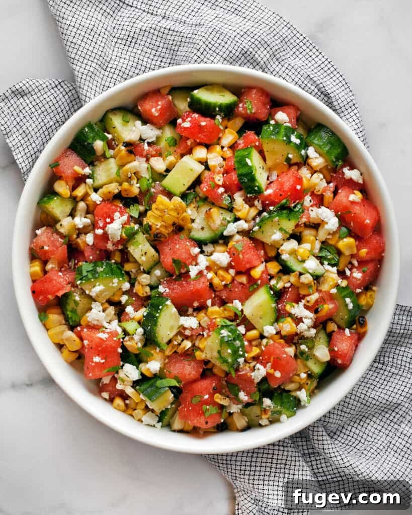 Vibrant Watermelon Cucumber Corn Medley 2 Vibrant Watermelon Cucumber Corn Salad with Feta