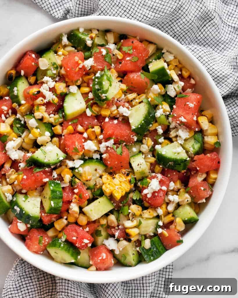 Vibrant Watermelon Cucumber Corn Medley 7 Finished Watermelon Cucumber Corn Salad