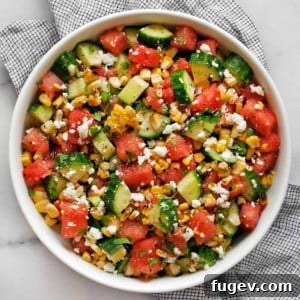 Watermelon Cucumber Corn Salad