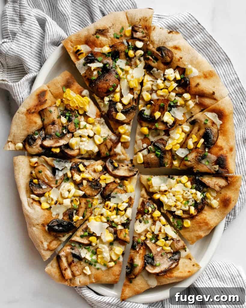 Smoky Mushroom and Sweet Corn Pizza 2 Grilled Mushroom Corn Pizza